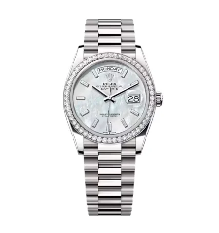 Superclone Rolex Day-Date White Mother-of-Pearl Diamond Dial 128349rbr-0049 36 mm
