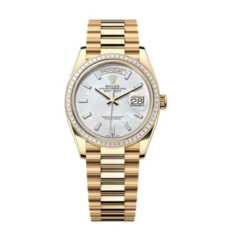 Superclone Rolex Day-Date White Mother-of-Pearl Diamond Dial 128398tbr-0030 36 mm