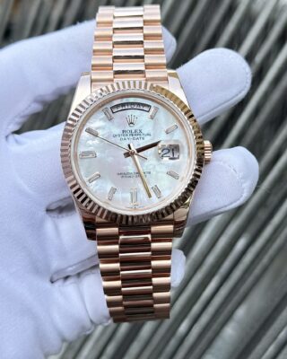 Alternative view of Superclone Rolex Day-Date White Mother-of-Pearl Diamond Dial 128235-0078 36 mm