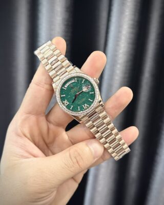 Alternative view of Superclone Rolex Day-Date Green Aventurine Diamond Dial 128345rbr-0068 36 mm