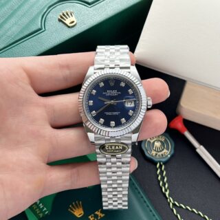 Alternative view of Superclone Rolex Datejust Bright Blue Diamond Dial 126334-0015 41 mm
