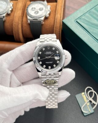 Alternative view of Superclone Rolex Datejust Black Diamond Dial 126334-0012 41 mm