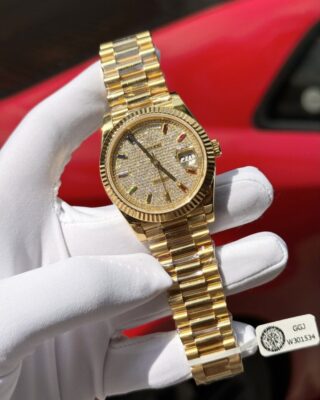 Alternative view of Superclone Rolex Day-Date Diamond-Paved Dial 128238-0051 36 mm