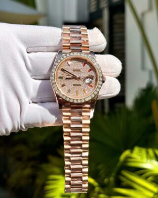 Alternative view of Superclone Rolex Day-Date Diamond-Paved Dial 128395tbr-0008 36 mm