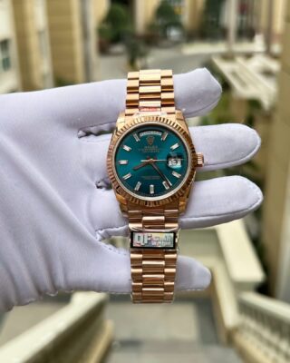 Alternative view of Superclone Rolex Day-Date Blue-Green Diamond Dial 128235-0085 36 mm