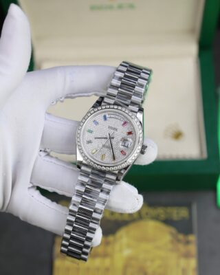 Alternative view of Superclone Rolex Day-Date Diamond-Paved Dial 128349rbr-0006 36 mm