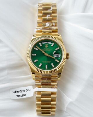 Alternative view of Superclone Rolex Day-Date Bright Green Diamond Dial 128238-0130 36 mm