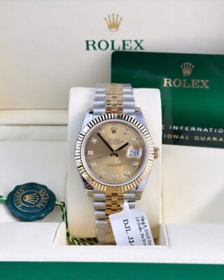 Alternative view of Superclone Rolex Datejust Champagne Diamond Dial 126333-0012 41 mm