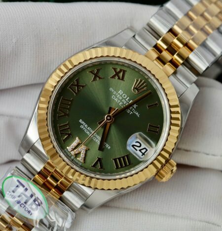 Superclone Rolex Datejust Olive Green Roman Diamond Dial 126233-0025 36 mm - Image 5