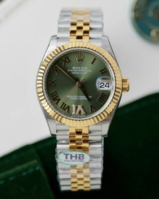 Alternative view of Superclone Rolex Datejust Olive Green Roman Diamond Dial 126233-0025 36 mm