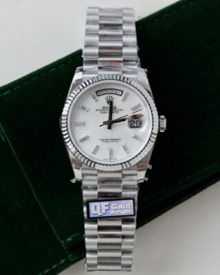Alternative view of Superclone Rolex Day-Date White Mother-of-Pearl Diamond Dial 128236-0021 36 mm
