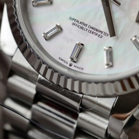 Superclone Rolex Day-Date White Mother-of-Pearl Diamond Dial 128236-0021 36 mm - Image 7