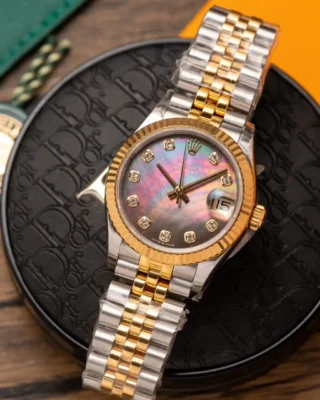 Replica Rolex Datejus Black Pearl Dial Fluted Bezel Two Toned Jubilee Bracelet