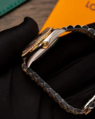 Replica Rolex Datejus Black Pearl Dial Fluted Bezel Two Toned Jubilee Bracelet