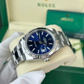 Replica Rolex Datejust blue Dial Fluted Bezel Oyster Bracelet