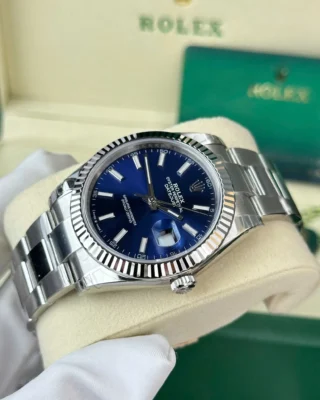 Replica Rolex Datejust blue Dial Fluted Bezel Oyster Bracelet
