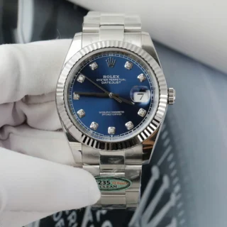 Replica Rolex Datejust blue Dial Fluted Bezel Oyster Bracelet