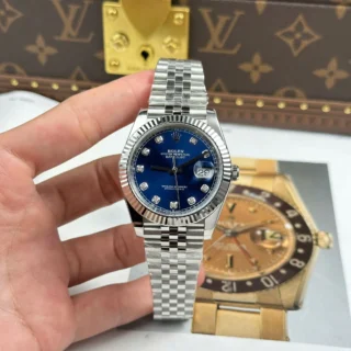 Replica Rolex Datejust Blue Dial Fluted Bezel Jubilee Bracelet