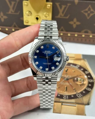 Replica Rolex Datejust Blue Dial Fluted Bezel Jubilee Bracelet