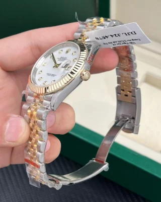 Replica Rolex Datejust Pearl Dial Fluted Bezel Two Toned Gold Jubilee Bracelet