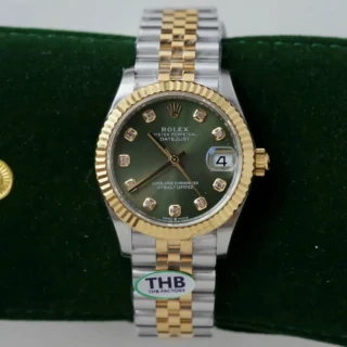 Replica Rolex Datejust Green Dial Fluted Bezel Jubilee Bracelet