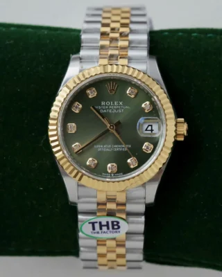 Replica Rolex Datejust Green Dial Fluted Bezel Jubilee Bracelet