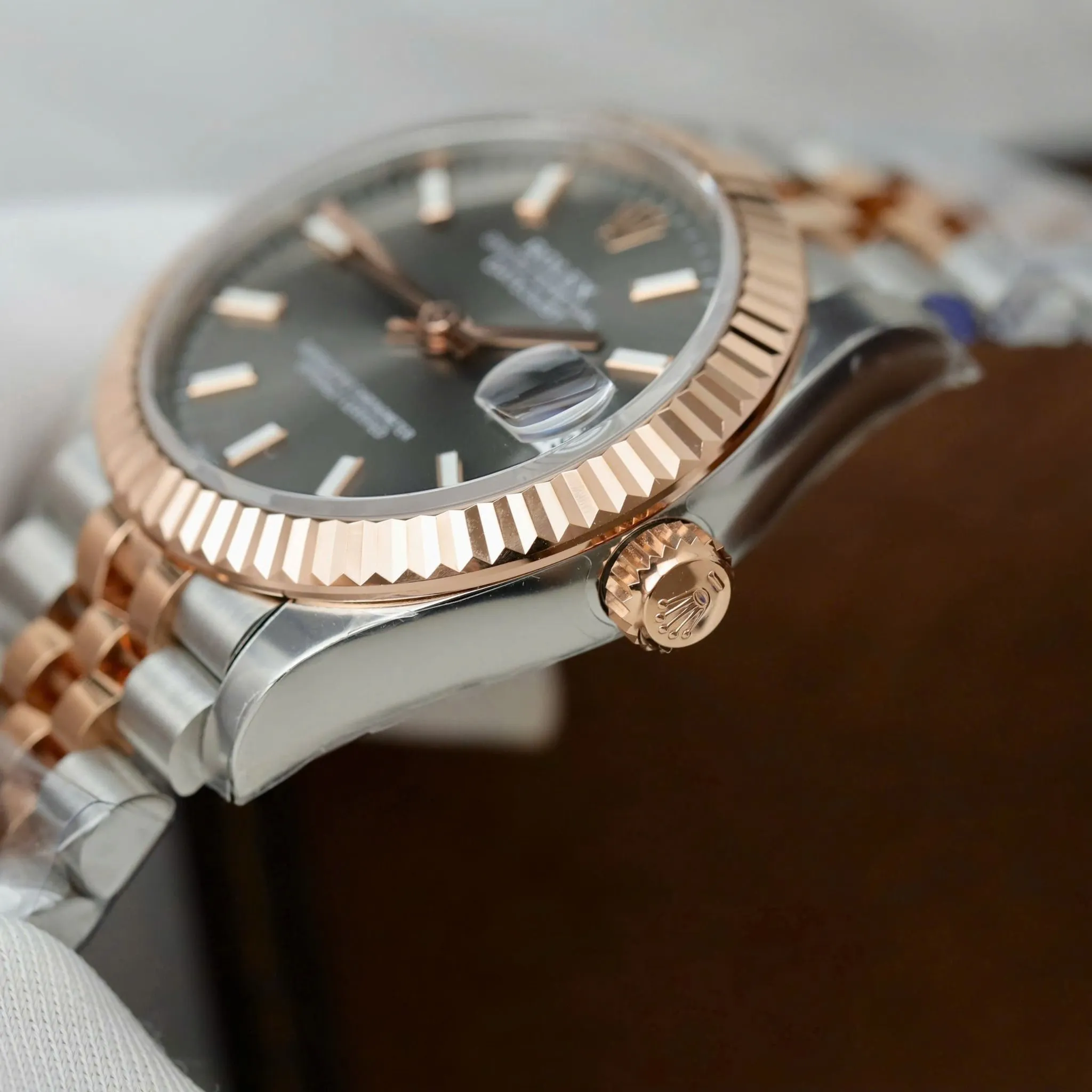 Replica Rolex Datejust Slate Dial Fluted bezel Jubilee Bracelet