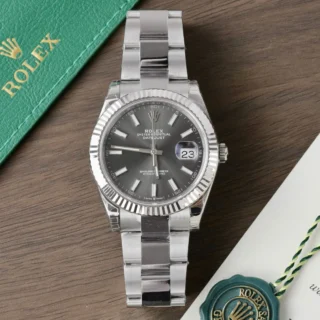 Replica Rolex Datejust Slate Dial Fluted Bezel Jubilee Bracelet