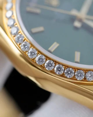 Replica Rolex Day-Date Green Dial Diamond Bezel Gold Presidential Bracelet