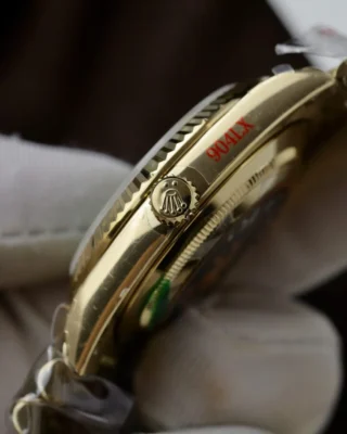 Replica Day-Date Green Ombre Dial Fluted Bezel Yellow Presidential Bracelet