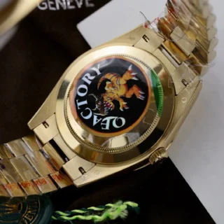 Replica Day-Date Green Ombre Dial Fluted Bezel Yellow Presidential Bracelet
