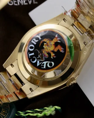 Replica Day-Date Green Ombre Dial Fluted Bezel Yellow Presidential Bracelet