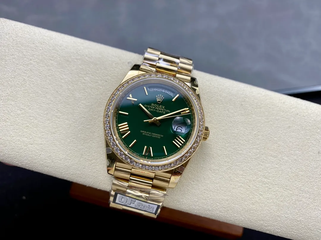 Replica Rolex Day-Date Green Ombre Dial Diamond Bezel Presidential Dial