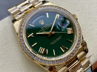 Replica Rolex Day-Date Green Ombre Dial Diamond Bezel Presidential Dial