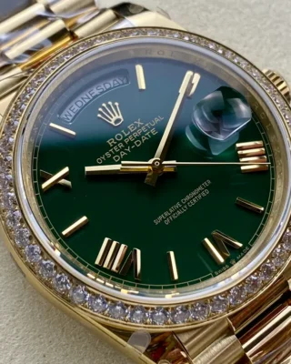 Replica Rolex Day-Date Green Ombre Dial Diamond Bezel Presidential Dial