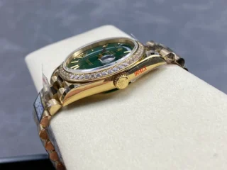 Replica Rolex Day-Date Green Ombre Dial Diamond Bezel Presidential Dial