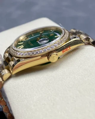Replica Rolex Day-Date Green Ombre Dial Diamond Bezel Presidential Dial