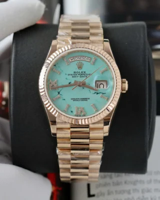 Replica Rolex Day-Date Turquoise Diamond Dial Fluted Rose Presidential Bracelet