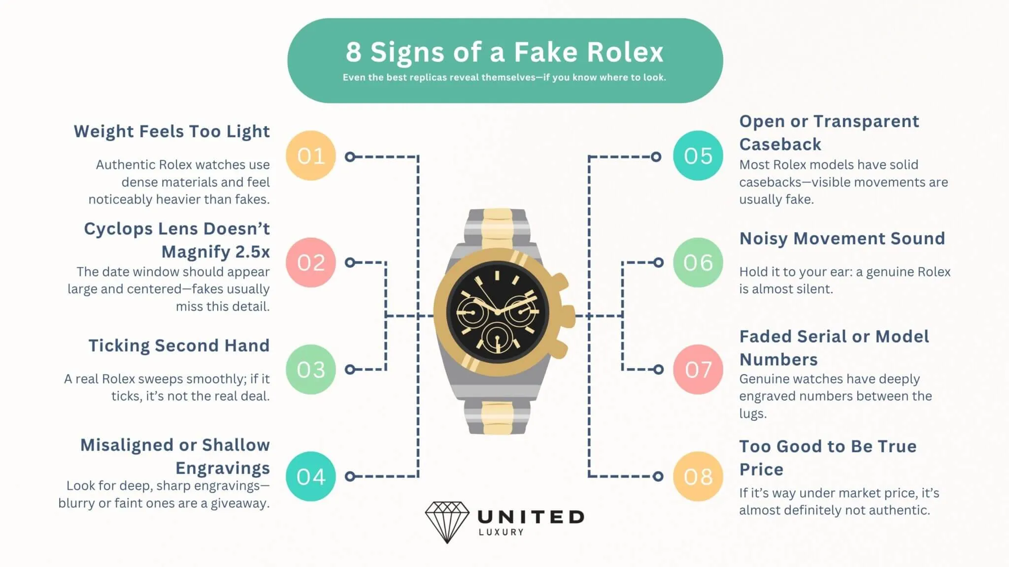 How to spot Fake Rolex Infographic