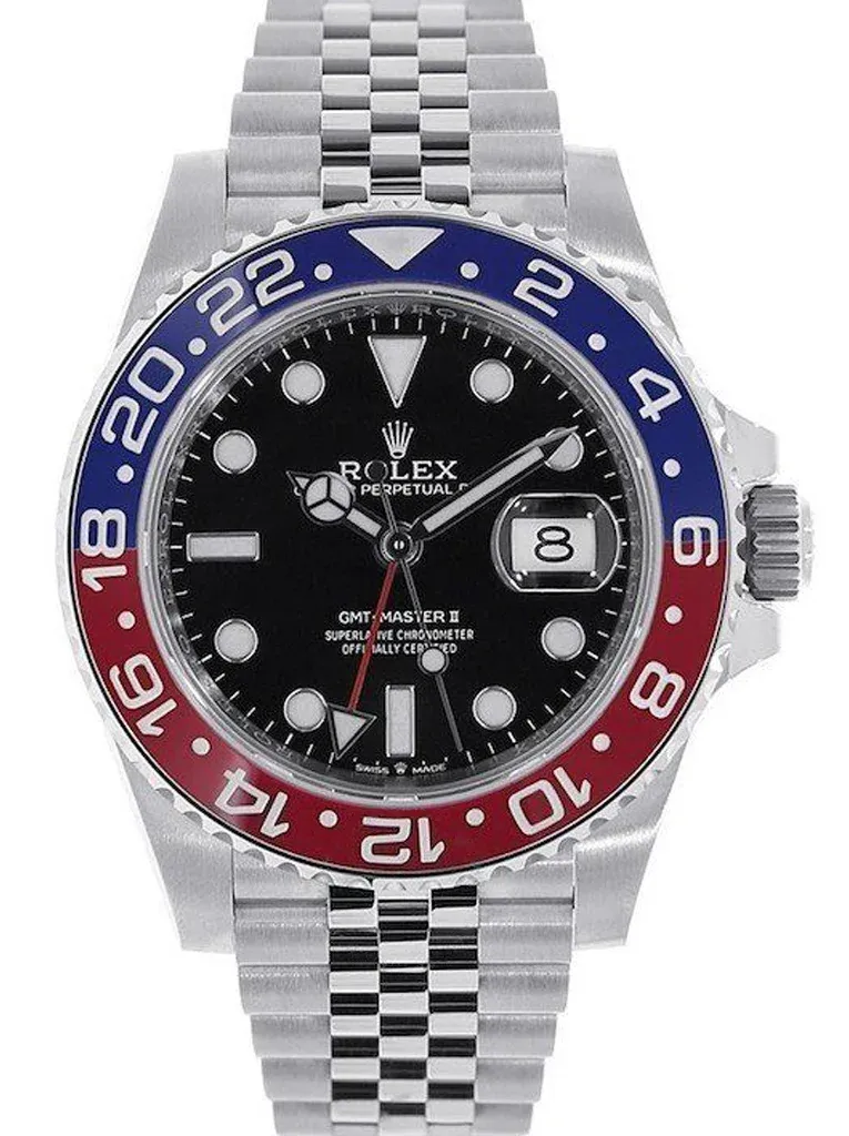 Super Clone Rolex GMT Master II Black Dial Blue and Red Bezel Jubilee Bracelet