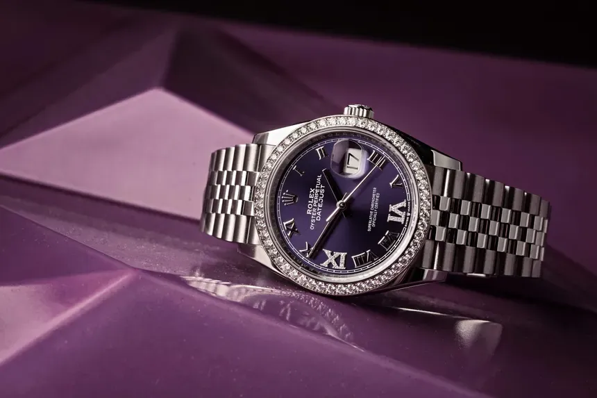 Super Clone Rolex Dial Datejust Purple Dial Fluted Bezel Jubilee Bracelet