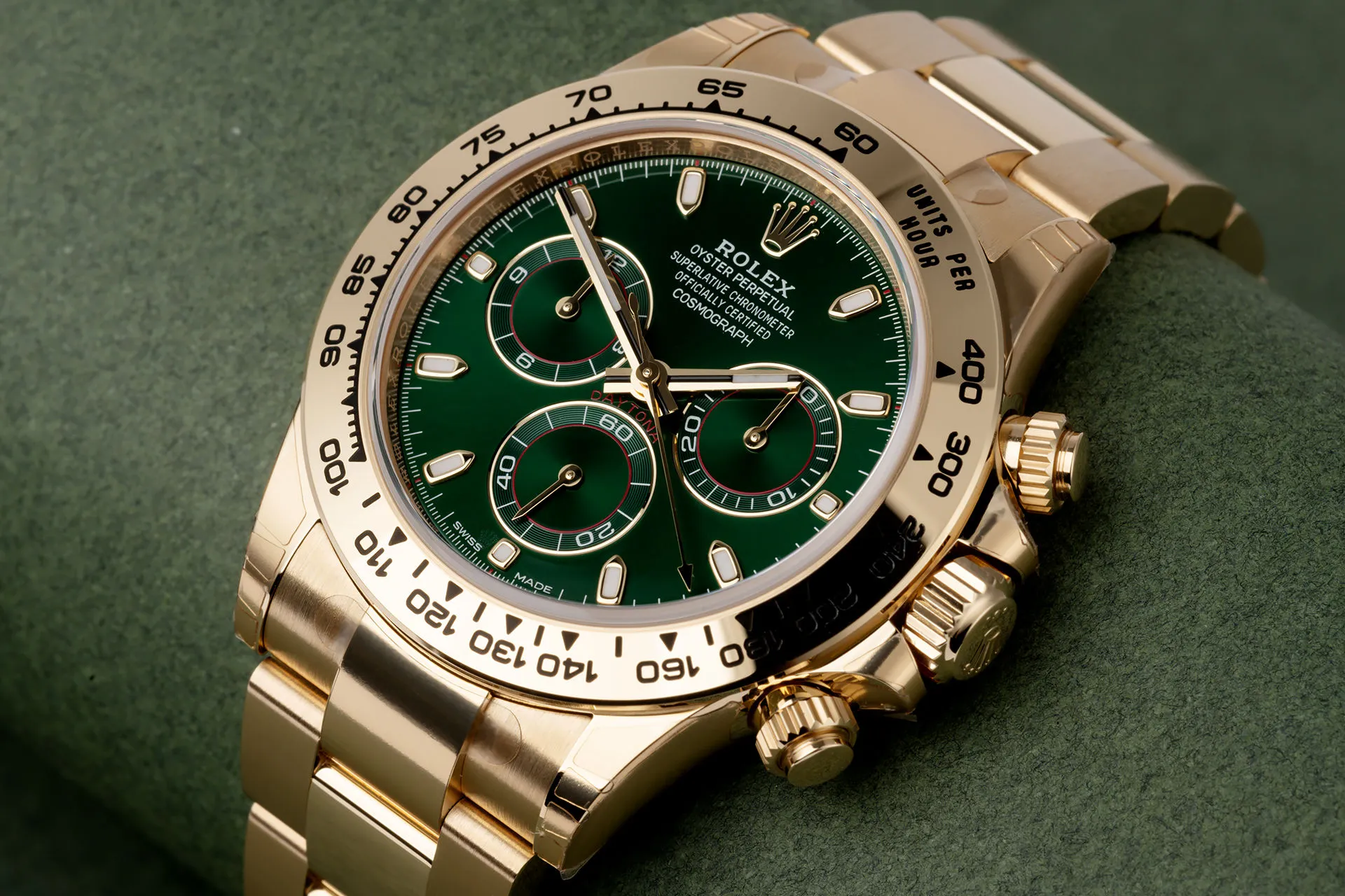 Super Clone Rolex Daytona John Mayer Green Dial Gold Oyster Bracelet