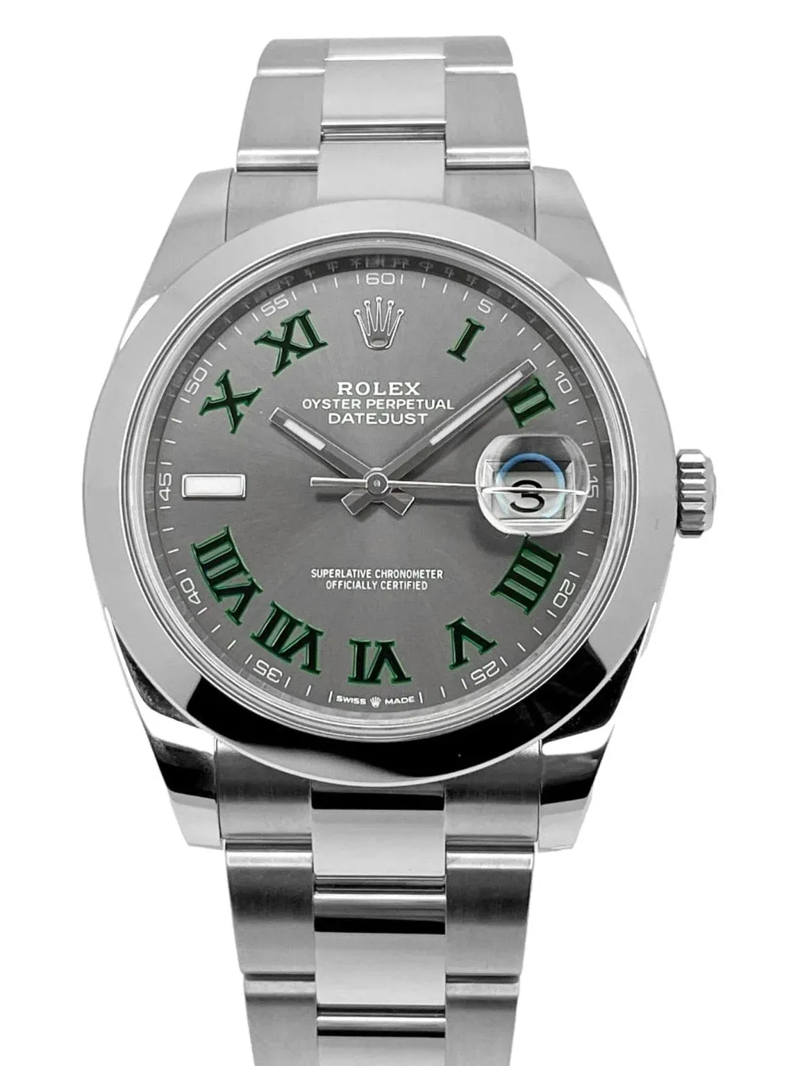 Super Clone Rolex Datejust Wimbledon Slate Dial Oyster Bracelet Smooth Bezel