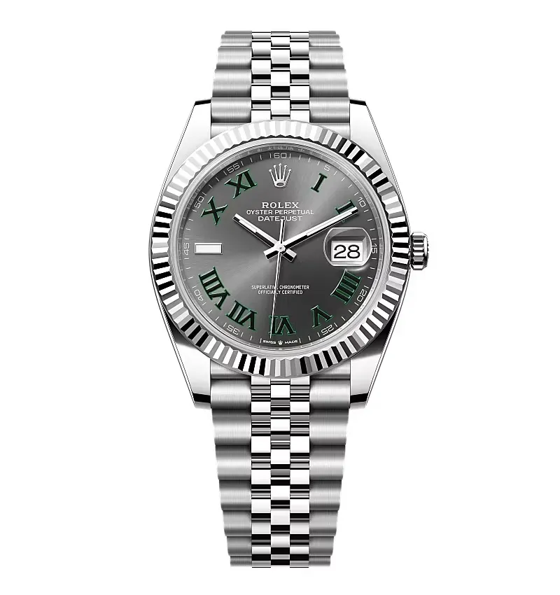 Super Clone Rolex Datejust Wimbledon Slate Dial Fluted Bezel Jubilee Bracelet