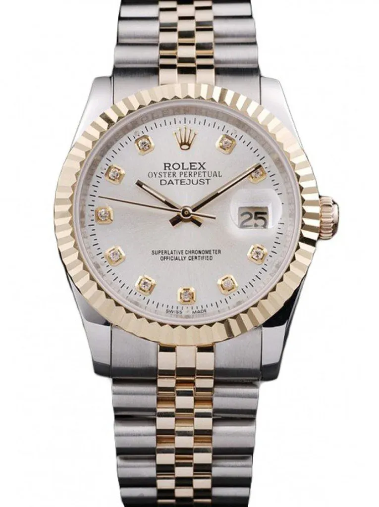 Super Clone Rolex Datejust White Dial Gold Fluted Bezel Jubilee Bracelet