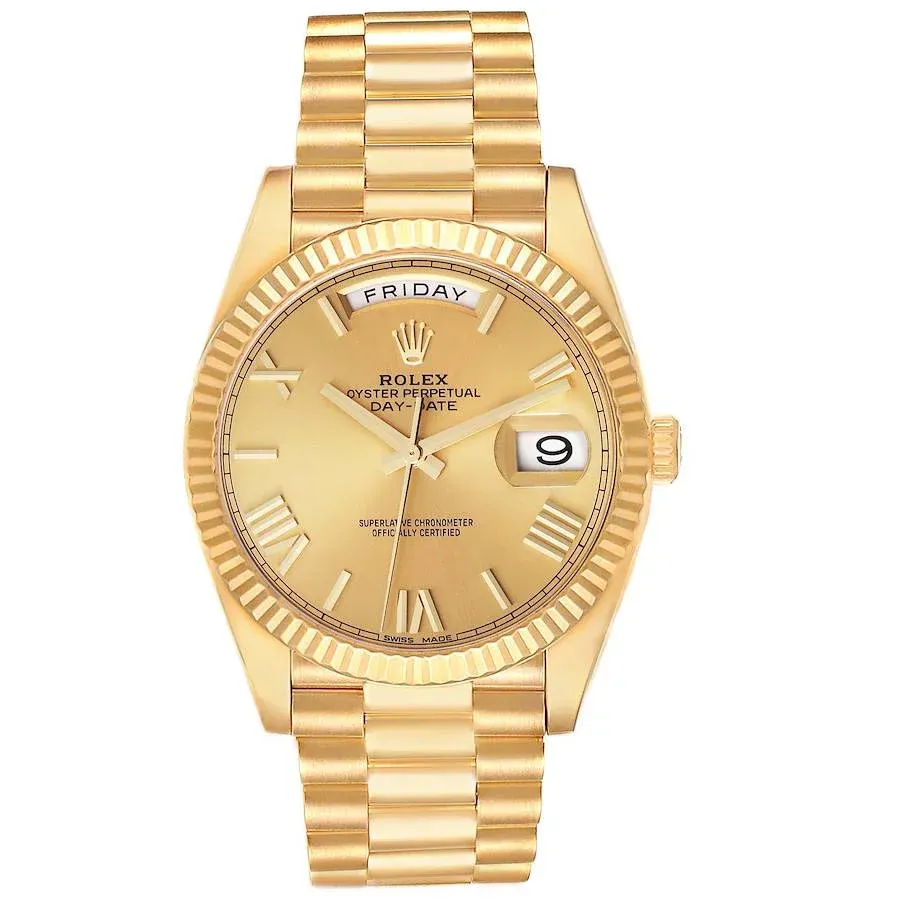Super CLone Rolex Day-Date Champagne Dial Gold Presidential Bracelet
