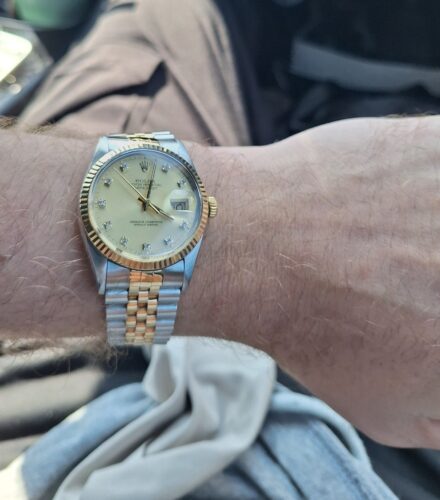 Click to view full screen Replica Rolex Datejust Champagne Diamonds Dial 16233 36 mm photo review