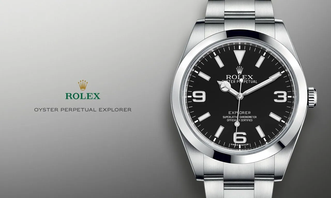 genuine Rolex Explorer black Dial Smooth Bezel Oyster Bracelet