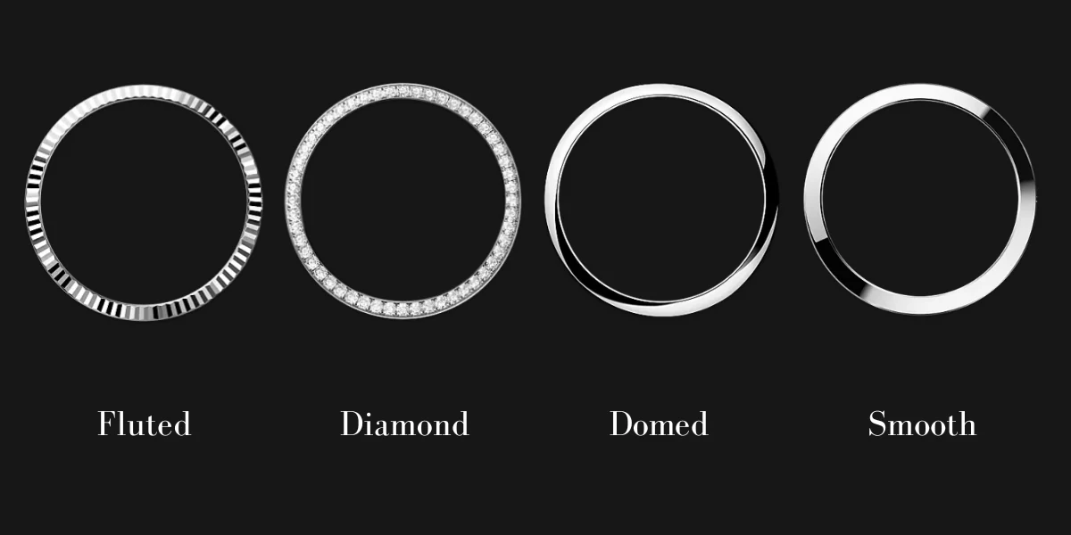 Rolex Bezels Smooth Diamond Fluted Domed