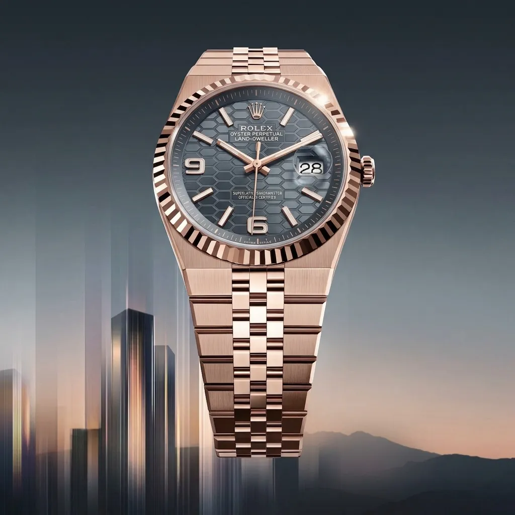 Rolex Land-Dweller Slate Dial Rose Gold Case